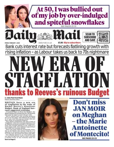Daily Mail (UK) Newspaper Front Page for 7 February 2025