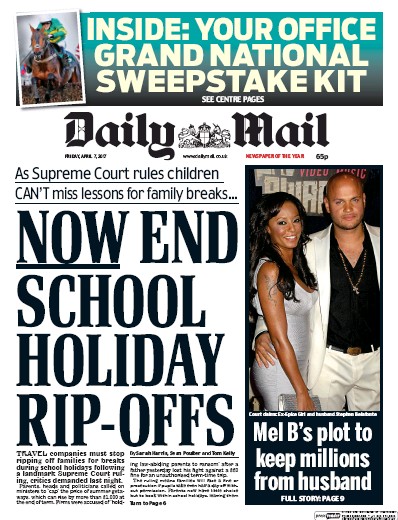 Daily Mail Newspaper Front Page for 7 April 2017