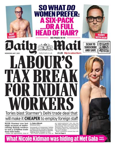 Daily Mail (UK) Newspaper Front Page for 7 May 2025