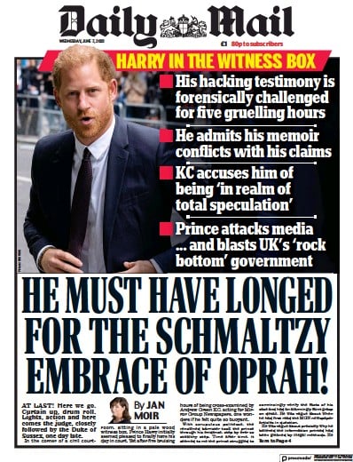 Daily Mail Newspaper Front Page for 7 June 2023