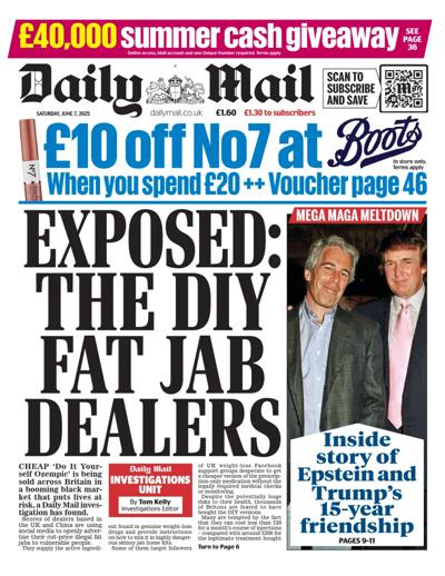 Daily Mail (UK) Newspaper Front Page for 7 June 2025