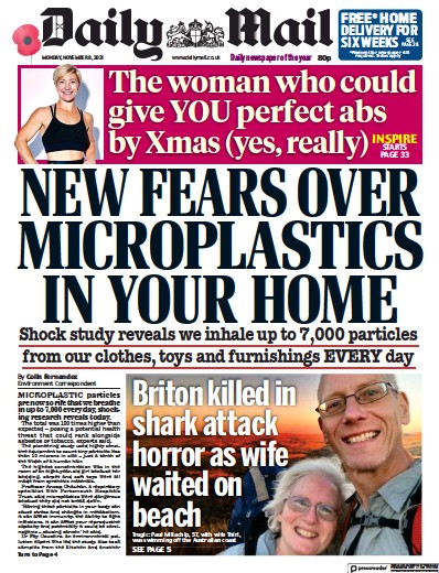 Daily Mail (UK) Newspaper Front Page for 8 November 2021