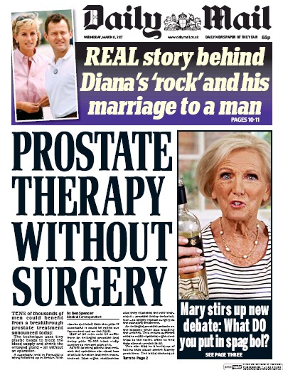 Daily Mail Newspaper Front Page for 8 March 2017