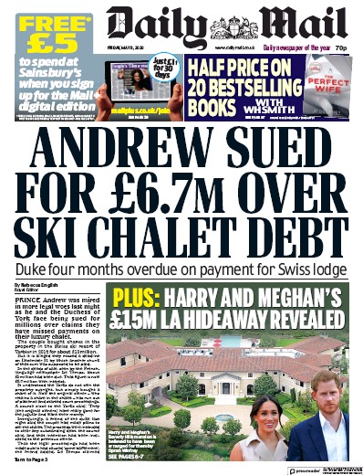 Daily Mail (UK) Newspaper Front Page for 8 May 2020