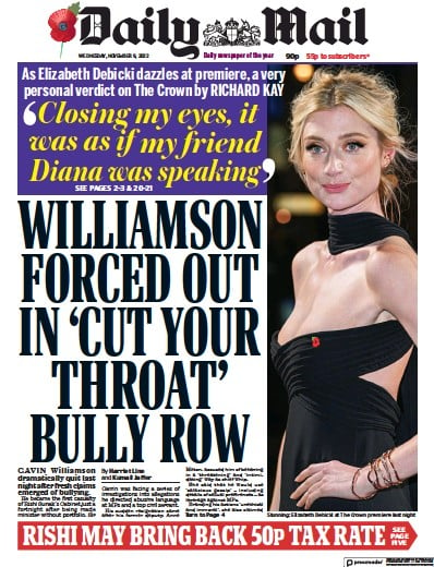 Daily Mail (UK) Newspaper Front Page for 9 November 2022