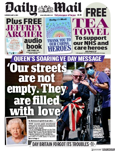 Daily Mail Newspaper Front Page for 9 May 2020