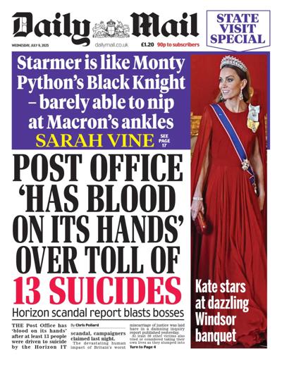 Daily Mail (UK) Newspaper Front Page for 9 July 2025