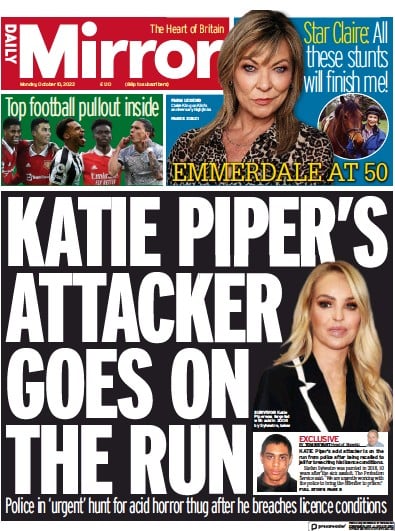 Daily Mirror (UK) Newspaper Front Page for 10 October 2022