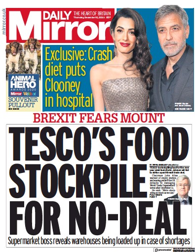 Daily Mirror Newspaper Front Page for 10 December 2020