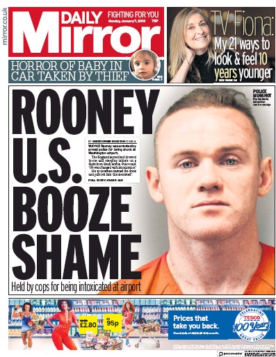 Daily Mirror Newspaper Front Page for 10 January 2019