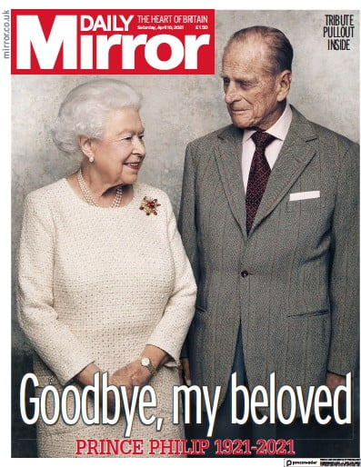 Daily Mirror (UK) Newspaper Front Page for 10 April 2021