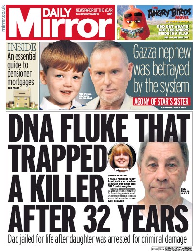 Daily Mirror Newspaper Front Page for 10 May 2016