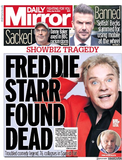 Daily Mirror Newspaper Front Page for 10 May 2019