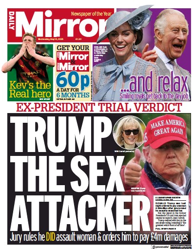 Daily Mirror (UK) Newspaper Front Page for 10 May 2023
