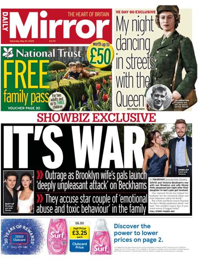 Daily Mirror (UK) Newspaper Front Page for 10 May 2025