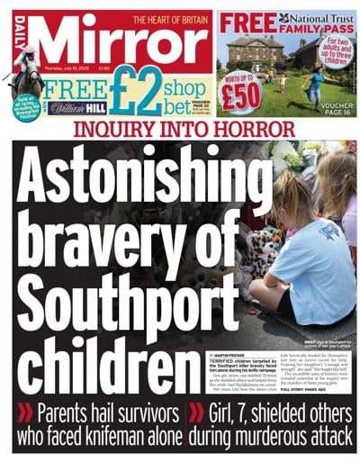 Daily Mirror (UK) Newspaper Front Page for 10 July 2025