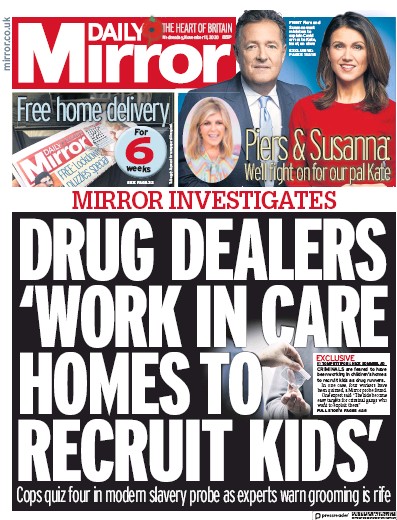 Daily Mirror Newspaper Front Page for 11 November 2020