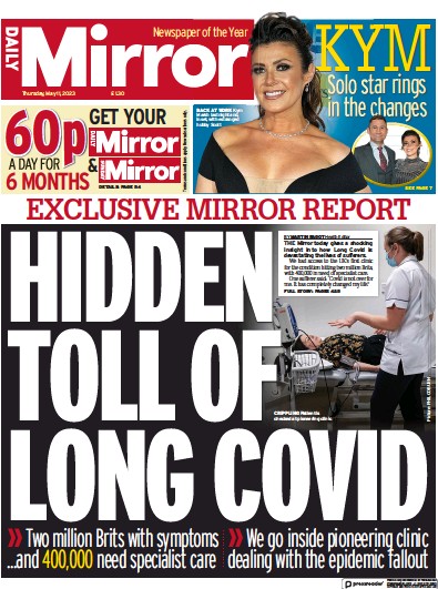 Daily Mirror (UK) Newspaper Front Page for 11 May 2023