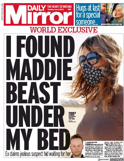 Daily Mirror Newspaper Front Page for 11 June 2020