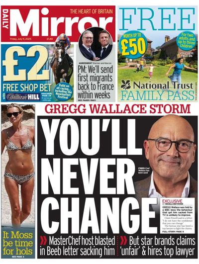 Daily Mirror (UK) Newspaper Front Page for 11 July 2025