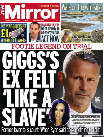 Daily Mirror (UK) Newspaper Front Page for 11 August 2022