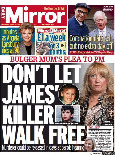 Daily Mirror (UK) Newspaper Front Page for 12 October 2022