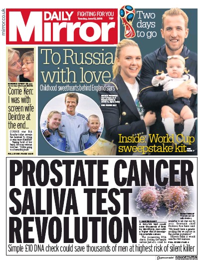 Daily Mirror (UK) Newspaper Front Page for 12 June 2018