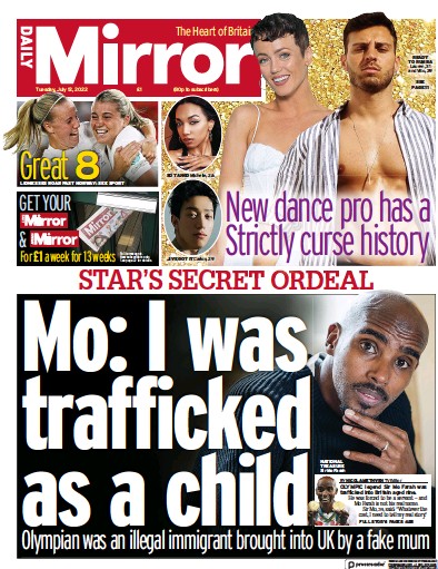 Daily Mirror (UK) Newspaper Front Page for 12 July 2022