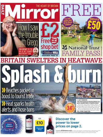 Daily Mirror (UK) Newspaper Front Page for 12 July 2025