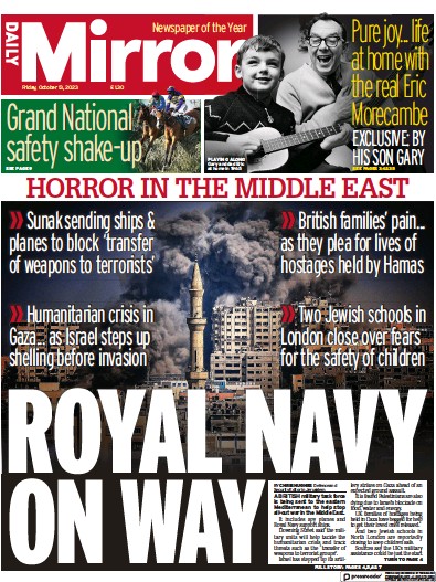 Daily Mirror (UK) Newspaper Front Page for 13 October 2023