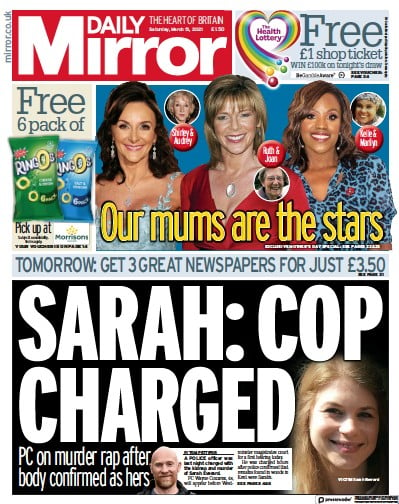 Daily Mirror (UK) Newspaper Front Page for 13 March 2021