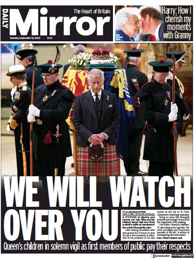 Daily Mirror (UK) Newspaper Front Page for 13 September 2022
