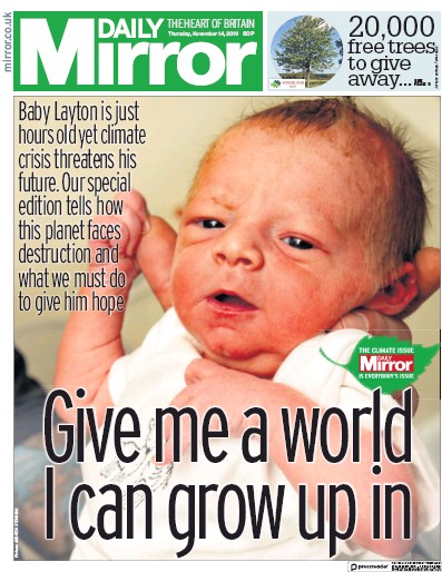 Daily Mirror Newspaper Front Page for 14 November 2019