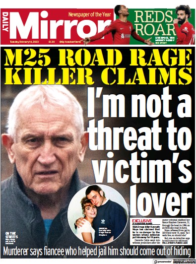 Daily Mirror (UK) Newspaper Front Page for 14 February 2023