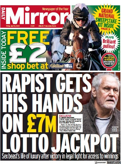 Daily Mirror (UK) Newspaper Front Page for 14 April 2023