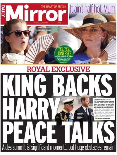 Daily Mirror (UK) Newspaper Front Page for 14 July 2025