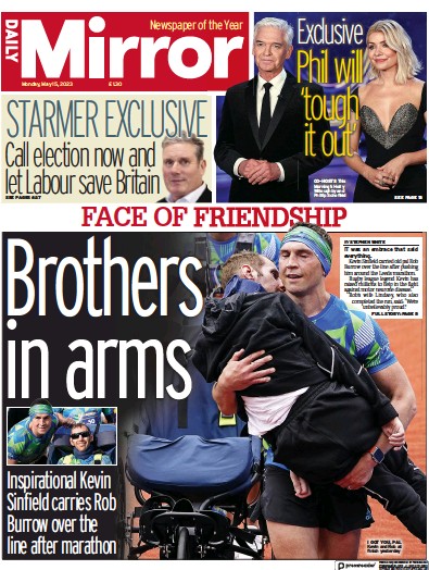Daily Mirror (UK) Newspaper Front Page for 15 May 2023