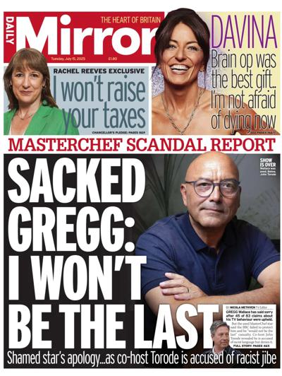 Daily Mirror (UK) Newspaper Front Page for 15 July 2025