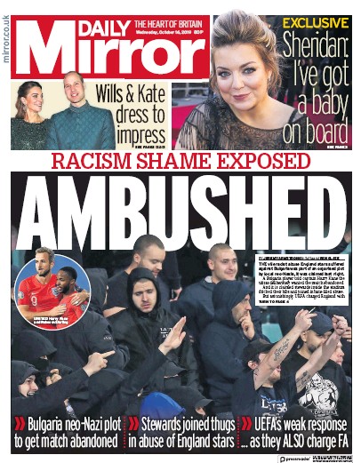 Daily Mirror Newspaper Front Page for 16 October 2019