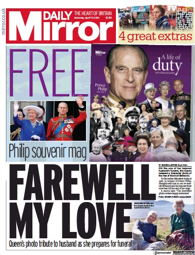 Daily Mirror (UK) Newspaper Front Page for 17 April 2021