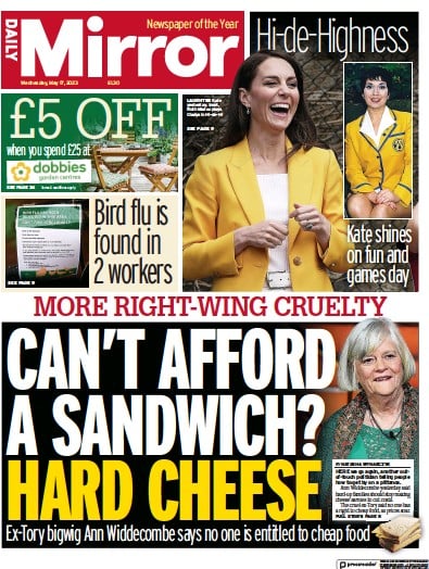 Daily Mirror (UK) Newspaper Front Page for 17 May 2023