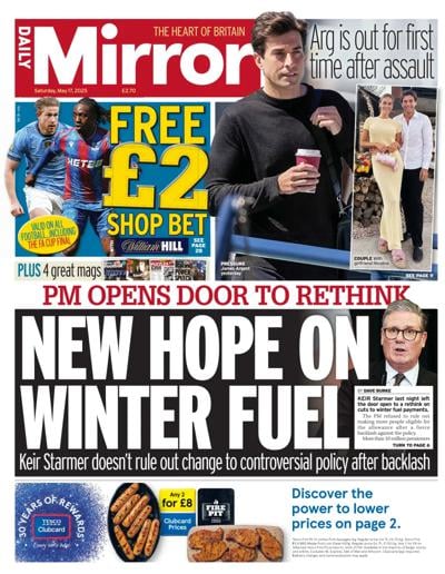 Daily Mirror (UK) Newspaper Front Page for 17 May 2025