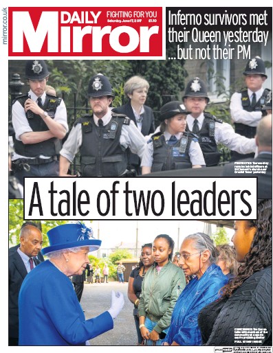 Daily Mirror (UK) Newspaper Front Page for 17 June 2017