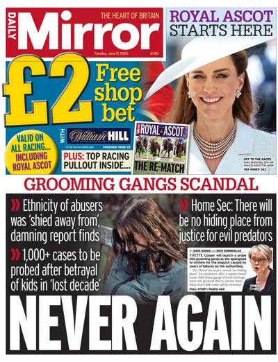Daily Mirror (UK) Newspaper Front Page for 17 June 2025