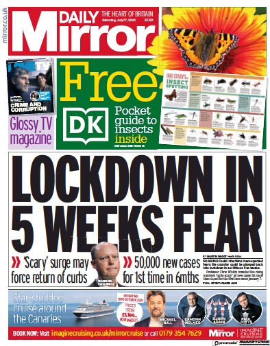 Daily Mirror (UK) Newspaper Front Page for 17 July 2021