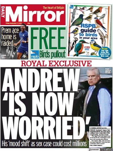 Daily Mirror (UK) Newspaper Front Page for 17 September 2021