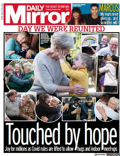 Daily Mirror (UK) Newspaper Front Page for 18 May 2021