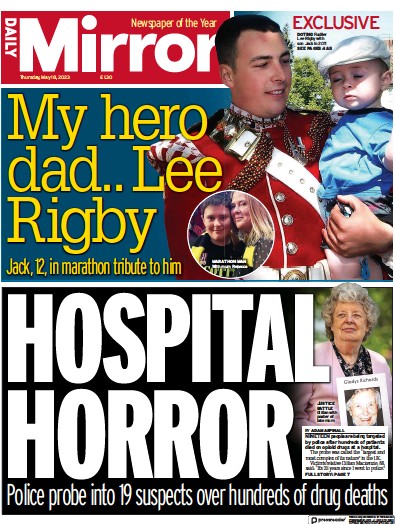 Daily Mirror (UK) Newspaper Front Page for 18 May 2023