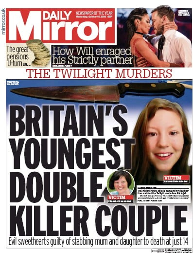 Daily Mirror Newspaper Front Page for 19 October 2016