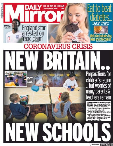 Daily Mirror (UK) Newspaper Front Page for 19 May 2020